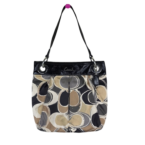Coach Handbags - Coach Madison C Signature Optic Fabric Print Satin Shoulder Bag Black Neutral